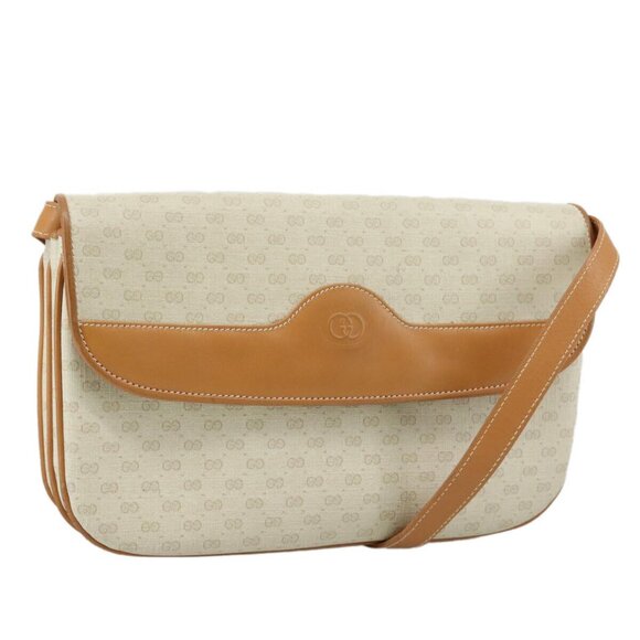 GUCCI Micro GG Supreme Shoulder Bag PVC Leather White Auth - Picture 1 of 15
